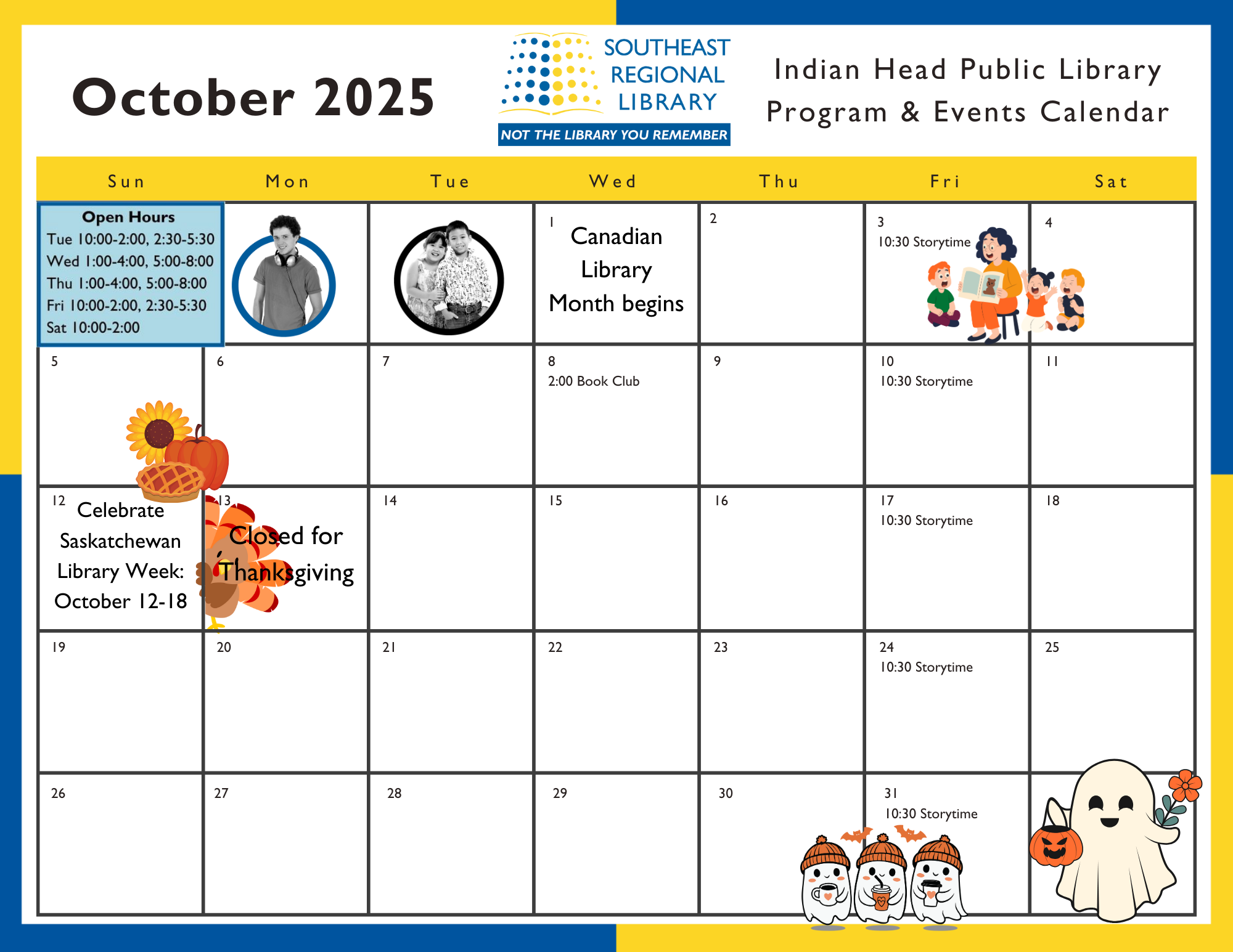 October 2025 program and events calendar for Indian Head Public Library Branch